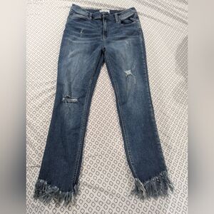 Free People Frayed Skinny Jeans Worn Indigo Sz 29